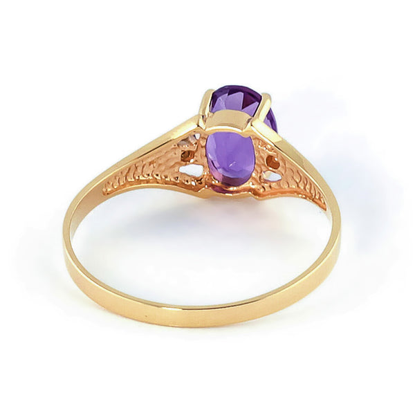 0.76 Carat 14K Solid Yellow Gold Bow To You Amethyst Diamond Ring