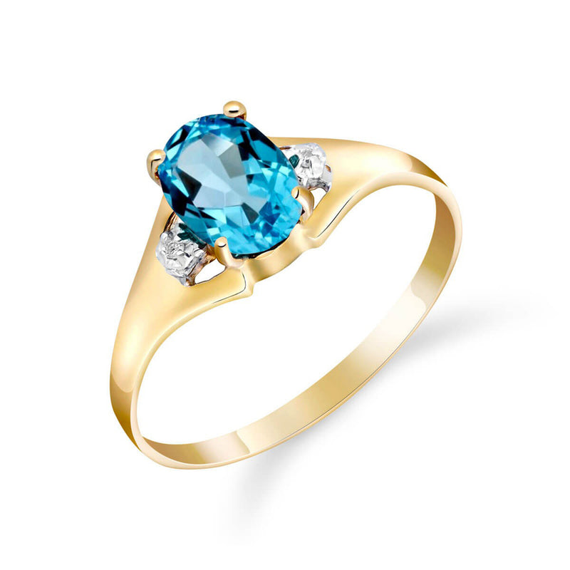 0.76 Carat 14K Solid Yellow Gold Waverly Blue Topaz Diamond Ring