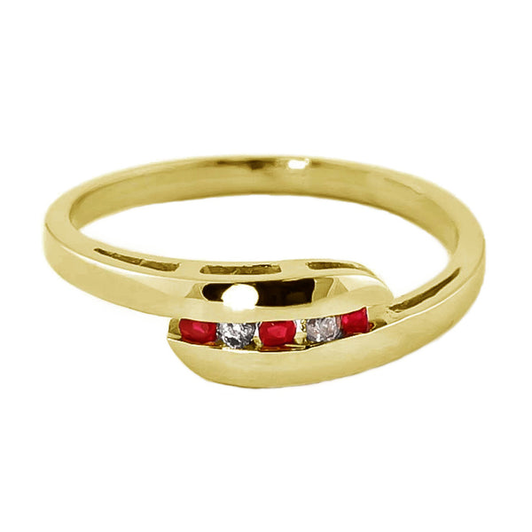 14K Solid Yellow Gold Channel Set Diamond Ruby Ring - The Radiant Fusion