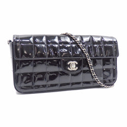 Chanel Chain Shoulder Bag Chocolate Bar Ladies Black Patent Leather A15316 Coco Mark Silver Hardware
