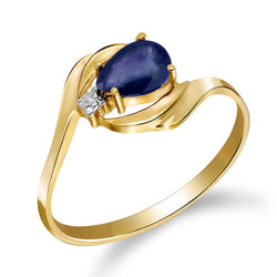 0.51 Carat 14K Solid Yellow Gold Turbulent Waters Sapphire Diamond Ring