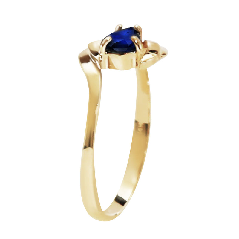 0.51 Carat 14K Solid Yellow Gold Turbulent Waters Sapphire Diamond Ring