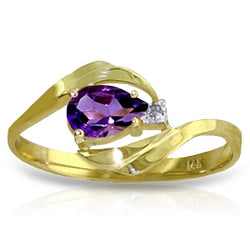 0.41 Carat 14K Solid Yellow Gold Carry You In My Heart Amethyst Diamond Ring