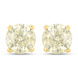 1.52 Carat Genuine LB Diamond 14K Yellow Gold Earrings