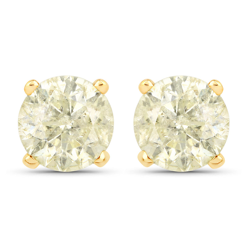 1.52 Carat Genuine LB Diamond 14K Yellow Gold Earrings