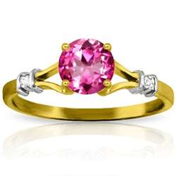 1.02 Carat 14K Solid Yellow Gold Pink Rocks Pink Topaz Diamond Ring