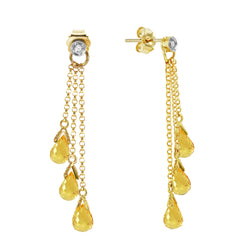 7.38 Carat 14K Solid Yellow Gold Chandelier Earrings Diamond Citrine