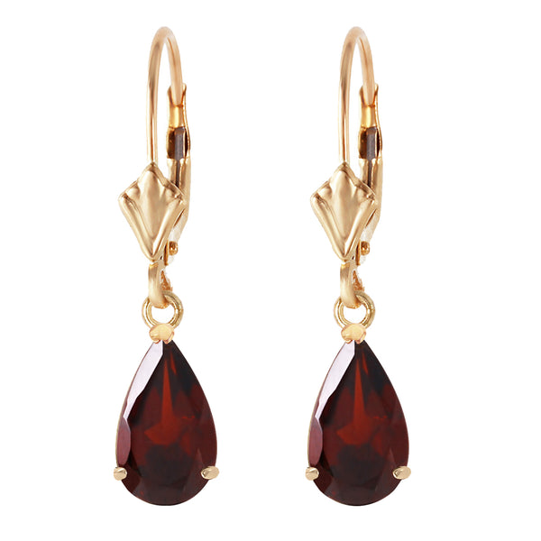 2.45 Carat 14K Solid Yellow Gold Leverback Earrings Garnet