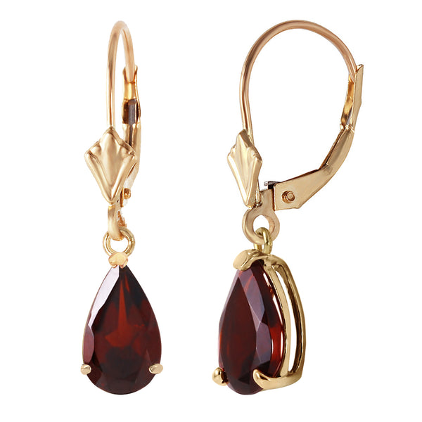 2.45 Carat 14K Solid Yellow Gold Leverback Earrings Garnet