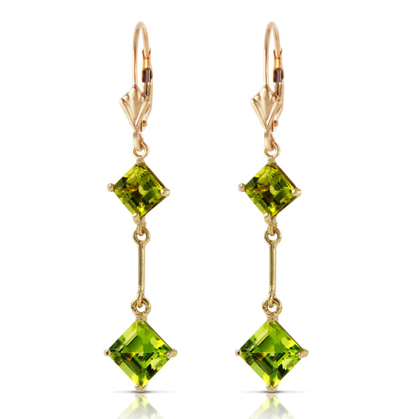 3.75 Carat 14K Solid Yellow Gold Leverback Earrings Peridot