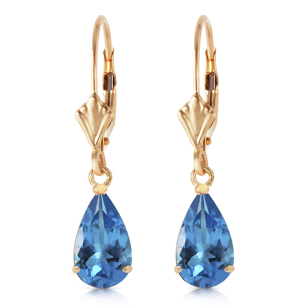 3.77 Carat 14K Solid Yellow Gold Extravaganza Blue Topaz Earrings