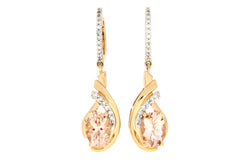 .97ct Morganite Diamond Dangle Earrings 14KT Rose Gold