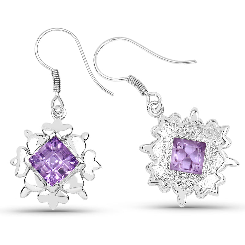 4.97 Carat Genuine Amethyst .925 Sterling Silver Earrings