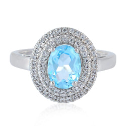 925 Sterling Silver Natural Topaz Gemstone Ring Jewelry