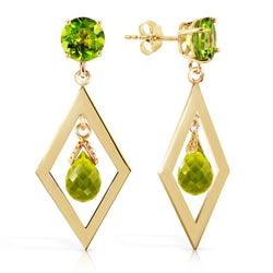 2.4 Carat 14K Solid Yellow Gold Euphoria Peridot Earrings