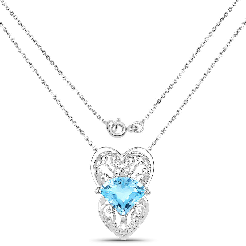 4.65 Carat Genuine Swiss Blue Topaz .925 Sterling Silver Pendant