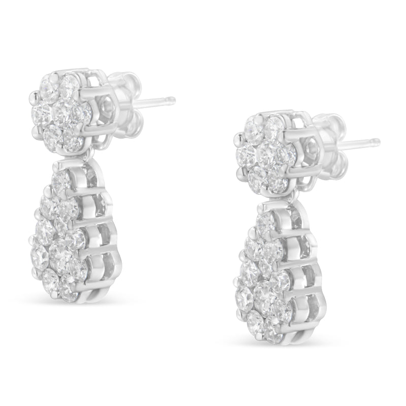 18K White Gold 3ct. TDW Round-cut Diamond Earrings (H-II1-I2)