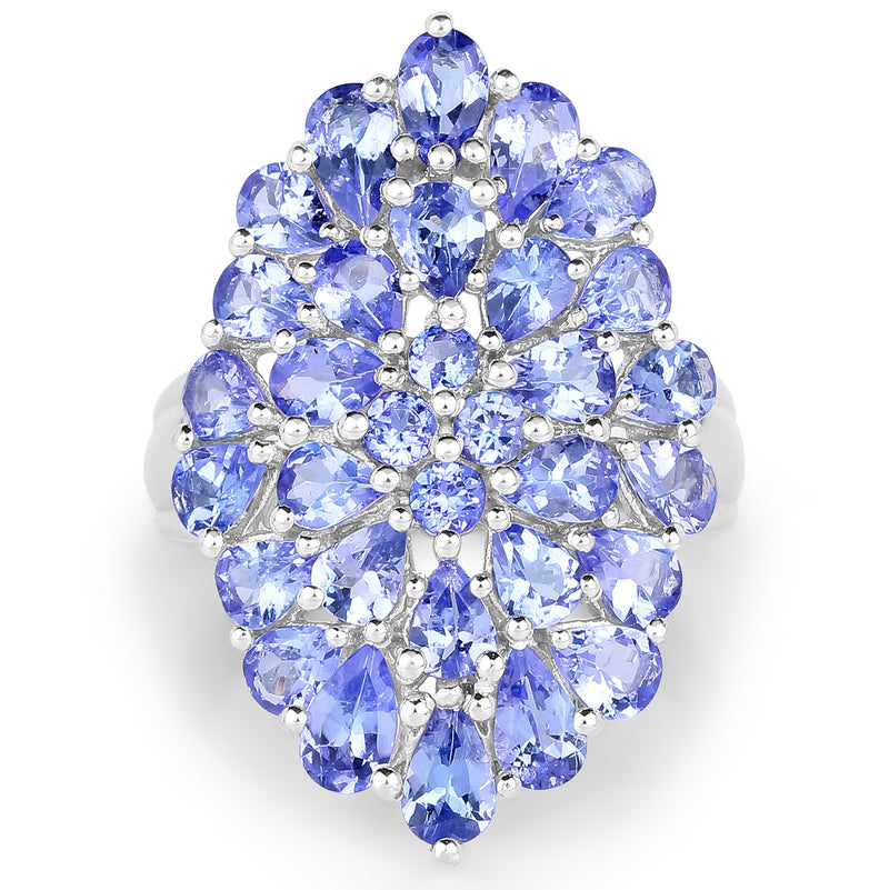 4.62 Carat Genuine Tanzanite .925 Sterling Silver Ring