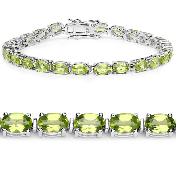 11.18 Carat Genuine Peridot .925 Sterling Silver Bracelet