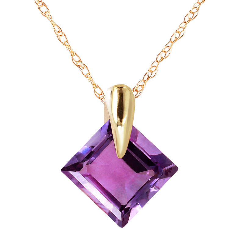 1.16 Carat 14K Solid Yellow Gold Necklace Natural Purple Amethyst