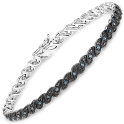 0.28 Carat Genuine Blue Diamond .925 Sterling Silver Bracelet