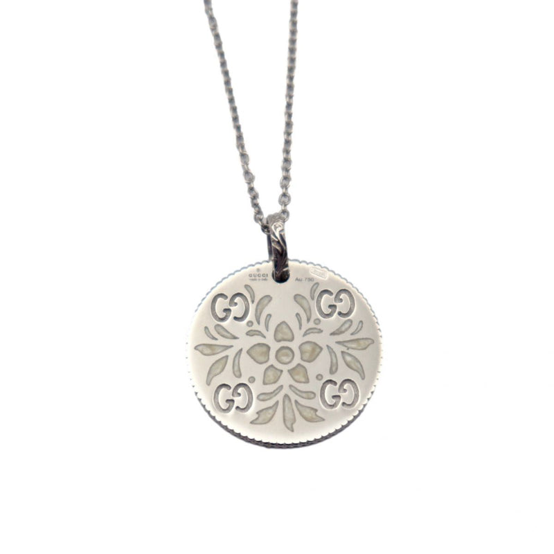 Gucci Blooms GG Icon Pendant Chain Necklace AU750 K18WG White Gold Flower Womens Jewelry BLOOMS