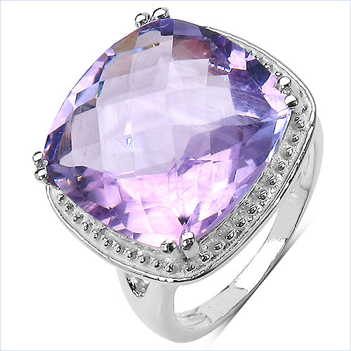 11.93 Carat Genuine Amethyst .925 Sterling Silver Ring