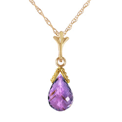 2.5 Carat 14K Solid Yellow Gold Necklace Briolette Purple Amethyst