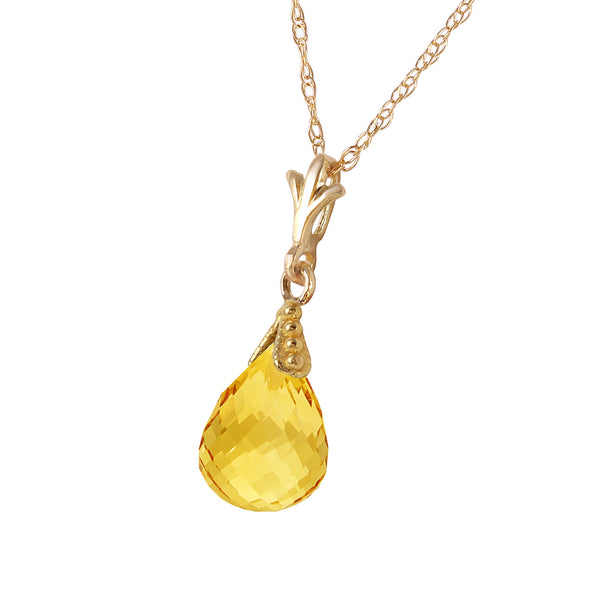 4.5 Carat 14K Solid Yellow Gold Necklace Briolette Citrine