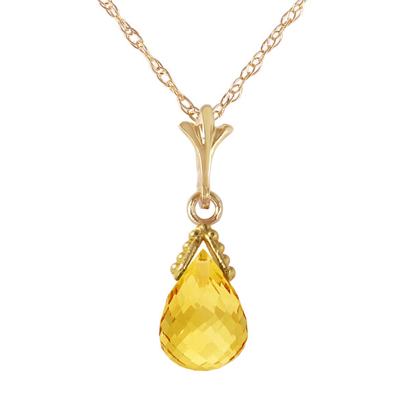 4.5 Carat 14K Solid Yellow Gold Necklace Briolette Citrine