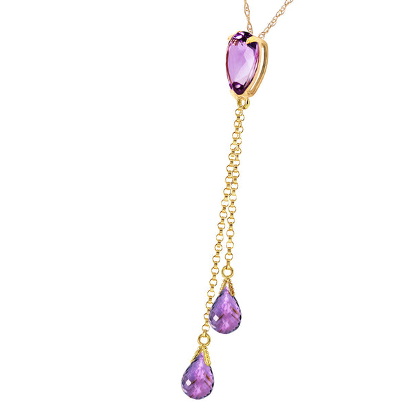 3.75 Carat 14K Solid Yellow Gold Necklace Purple Amethyst