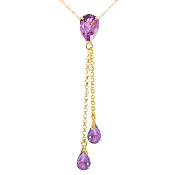 3.75 Carat 14K Solid Yellow Gold Necklace Purple Amethyst