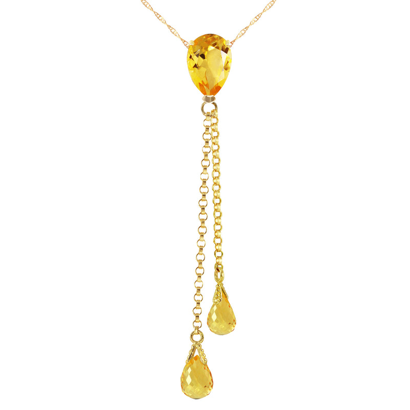 3.75 Carat 14K Solid Yellow Gold Necklace Citrine