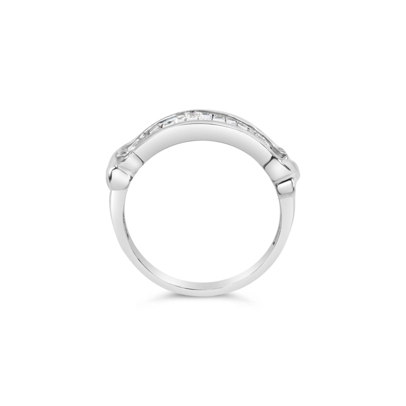 .925 Sterling Silver 1/2 Cttw Baguette Cut Diamond Channel Set X-Station Wedding Ring (H-I Color, I1-I2 Clarity) - Size 6-1/2
