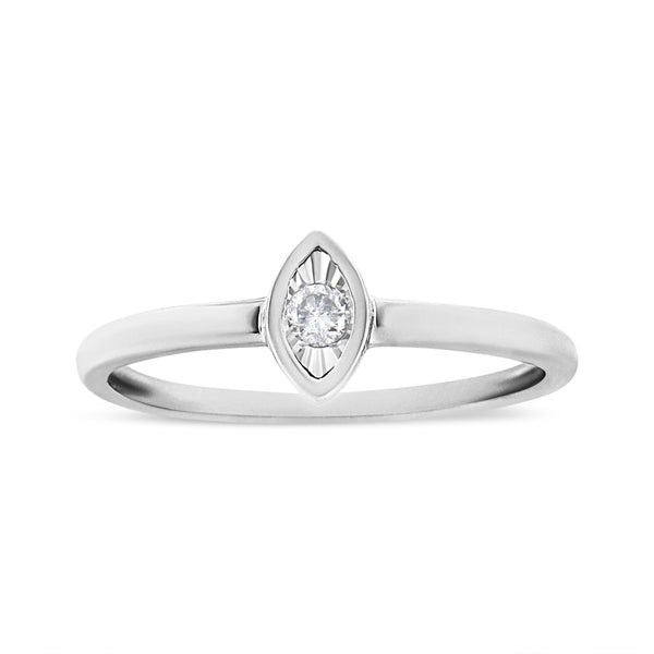 .925 Sterling Silver 1/20 Cttw Diamond Marquise Shaped Promise Ring (J-K Color, I1-I2 Clarity) - Size 6