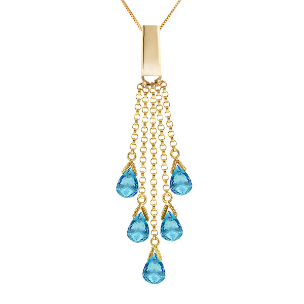 5.8 Carat 14K Solid Yellow Gold Upper East Side Blue Topaz Necklace