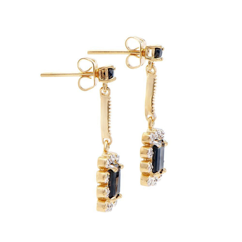 2.41 TW CTS SAPPHIRE & DIAMONDS 18K GOLD PLATED DESIGNER EAR-RINGS