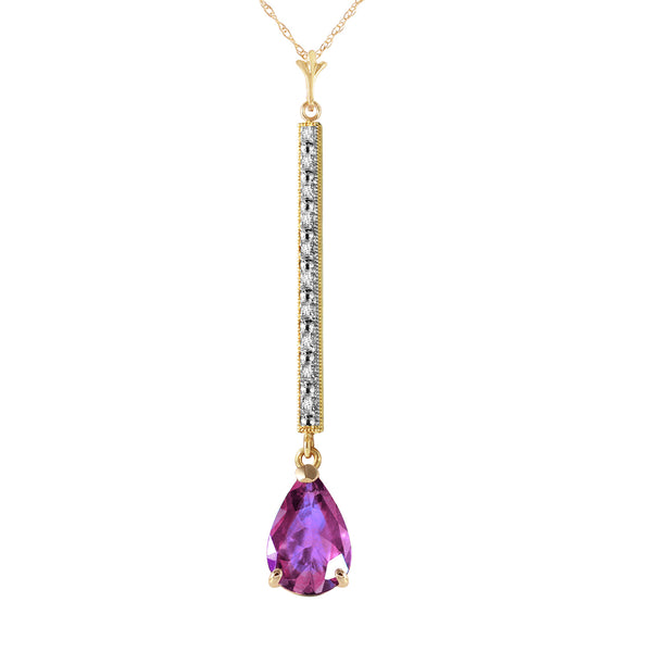 1.8 Carat 14K Solid Yellow Gold Necklace Diamond Amethyst