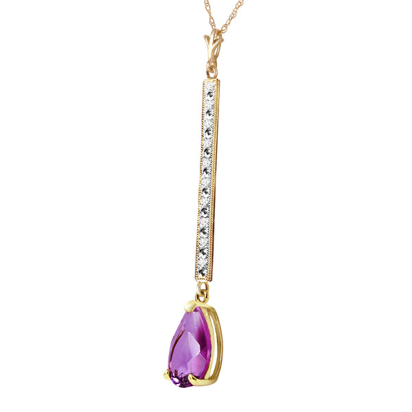 1.8 Carat 14K Solid Yellow Gold Necklace Diamond Amethyst