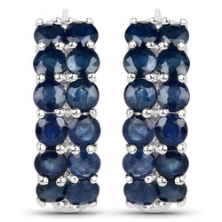 2.88 Carat Genuine Blue Sapphire .925 Sterling Silver Earrings