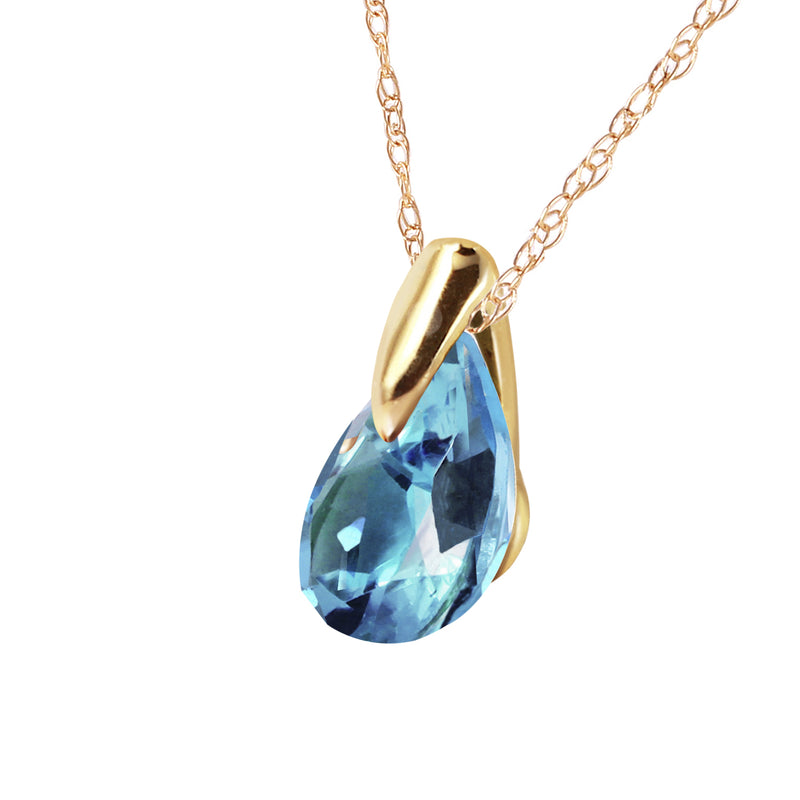 0.68 Carat 14K Solid Yellow Gold Necklace Natural Blue Topaz