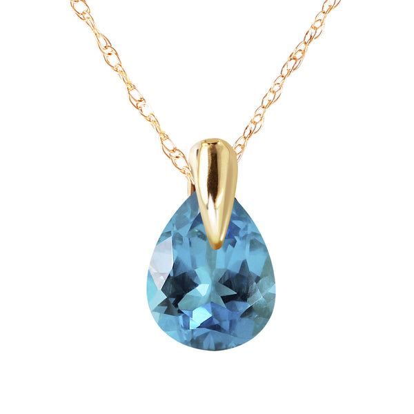 0.68 Carat 14K Solid Yellow Gold Necklace Natural Blue Topaz