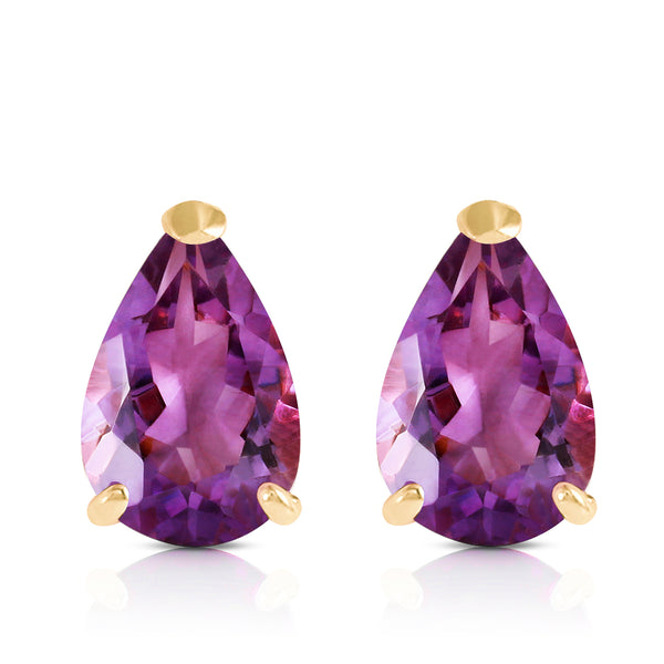 3.15 Carat 14K Solid Yellow Gold Stud Earrings Natural Amethyst