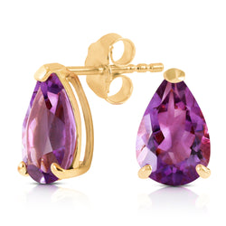 3.15 Carat 14K Solid Yellow Gold Stud Earrings Natural Amethyst