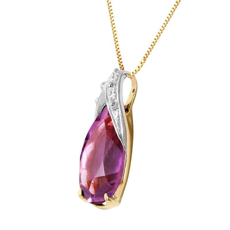 5 Carat 14K Solid Yellow Gold Visceral Love Amethyst Necklace