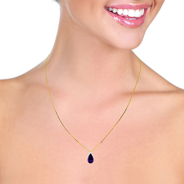5 Carat 14K Solid Yellow Gold Visceral Love Amethyst Necklace
