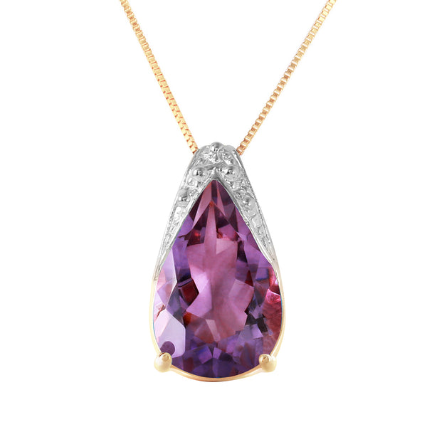 5 Carat 14K Solid Yellow Gold Visceral Love Amethyst Necklace