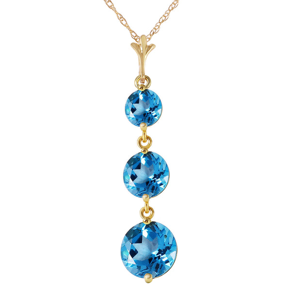 3.6 Carat 14K Solid Yellow Gold Bluejay Blue Topaz Necklace