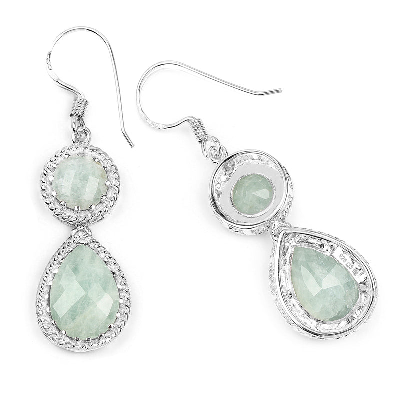 11.82 Carat Genuine Aquamarine .925 Sterling Silver Earrings