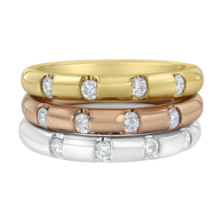 10kt Tri-Toned 3/4ct TDW Diamond Engagement Ring Set. (H-II1-I2)